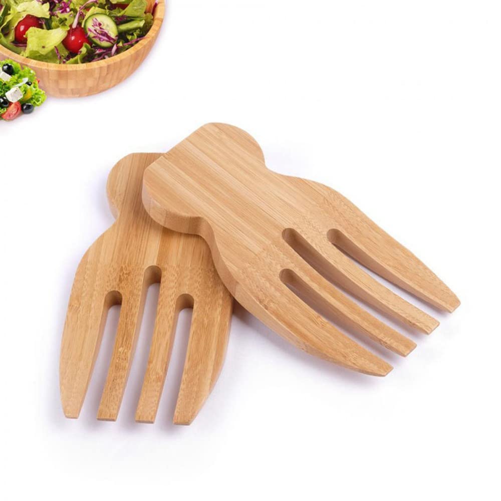 Bamboo Salad Hands, Bamboo Salad Server Set, Wooden Salad Server, Perfect tool to toss and serve salad, Bamboo kitchen helper