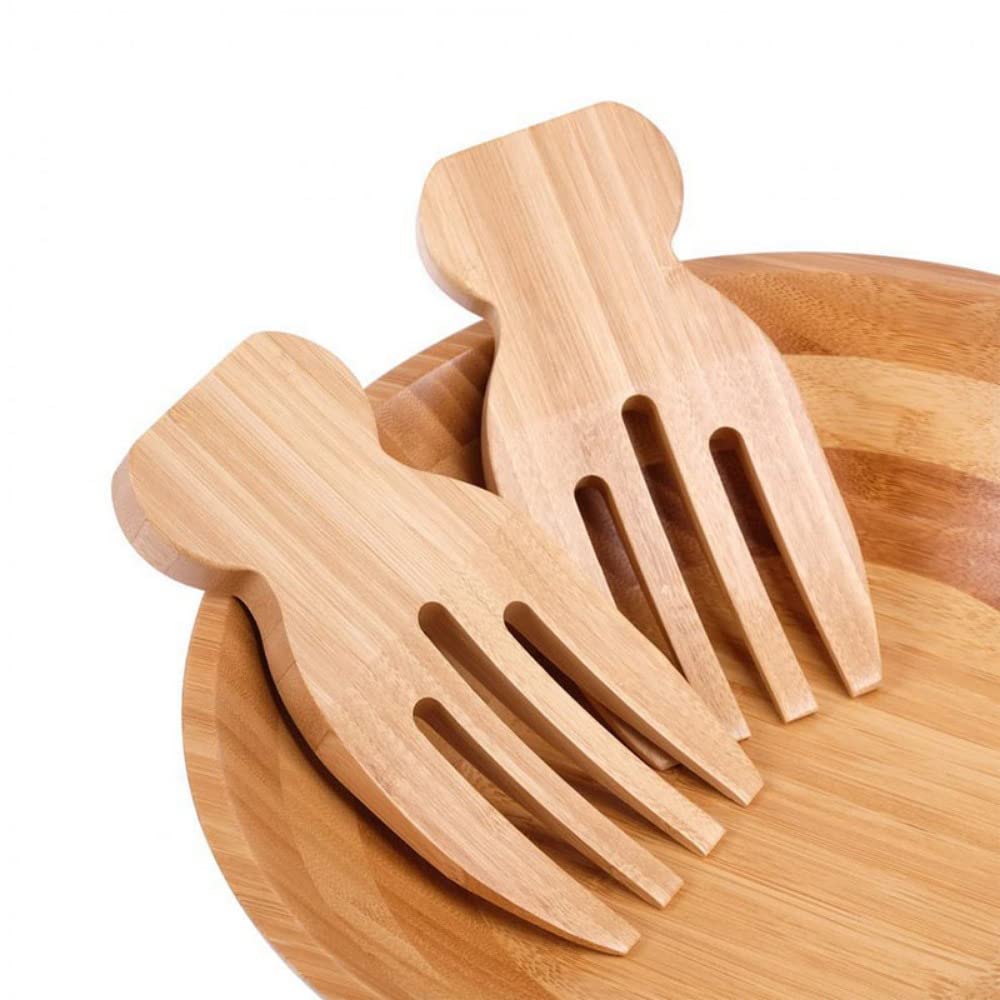 Bamboo Salad Hands, Bamboo Salad Server Set, Wooden Salad Server, Perfect tool to toss and serve salad, Bamboo kitchen helper