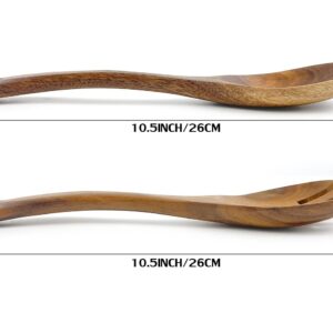 EWEIGEER 10.5-inch Wood Salad Server Acacia Wooden Serving Spoon Fork Set of 2