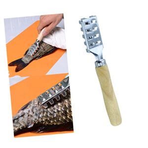 Fish Skin Cleaner Remover Fish Scale Kitchen Fish Scale Scraper Cleaner Fish Scales Manual Fish Scales Fish Scale Brush Scales Silver Manual Bamboo Fish Scraper