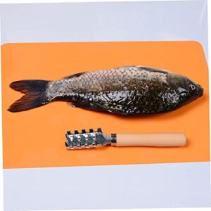 Fish Skin Cleaner Remover Fish Scale Kitchen Fish Scale Scraper Cleaner Fish Scales Manual Fish Scales Fish Scale Brush Scales Silver Manual Bamboo Fish Scraper