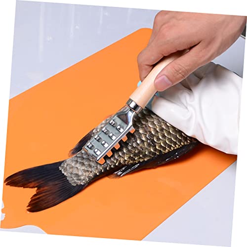 Fish Skin Cleaner Remover Fish Scale Kitchen Fish Scale Scraper Cleaner Fish Scales Manual Fish Scales Fish Scale Brush Scales Silver Manual Bamboo Fish Scraper