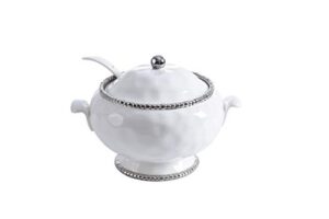 pampa bay porcelain soup tureen and ladle (white and silver)
