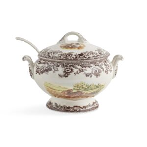 Spode Woodland Soup Tureen with Rabbit, Quail, and Pintail Motifs | 4.25 qt Covered Soup Tureen | Made from Fine Earthenware | Microwave and Dishwasher Safe