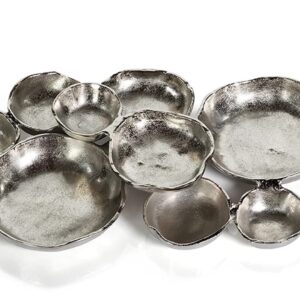 Zodax Cluster of 9 Round Serving Bowls Nickel Base 19" x 12" x 2.5"