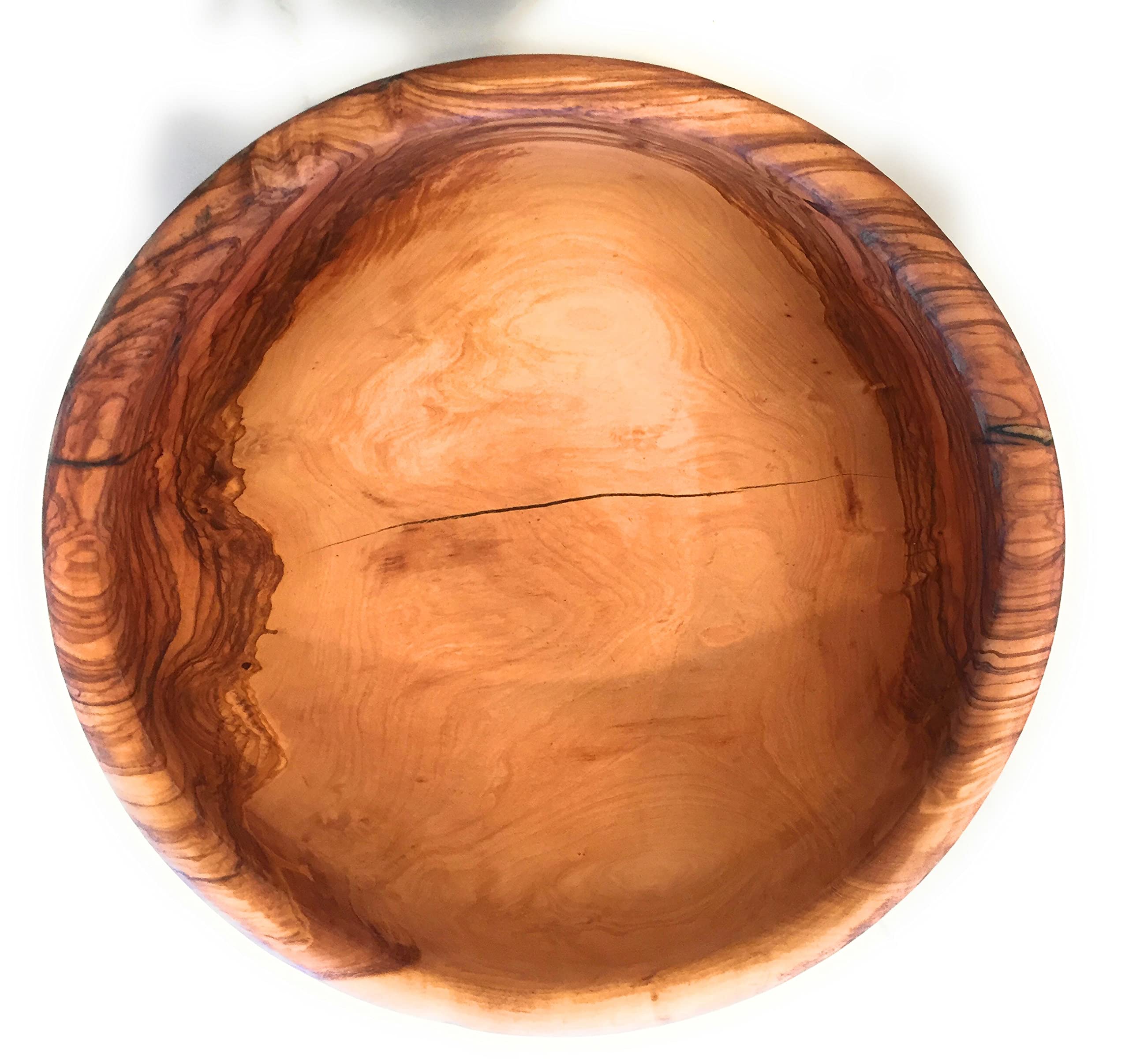 ORCHARD HARDWOODS 12" Artisan Olive Wood Serving Bowl/Centerpiece Rare Decorative Wooden Bowl for Fruit, Salad, Snacks, Chips. Popcorn. In Small 6", Med 7", Lg 8", XL 11", XXL 12". (XXL 12 inch)