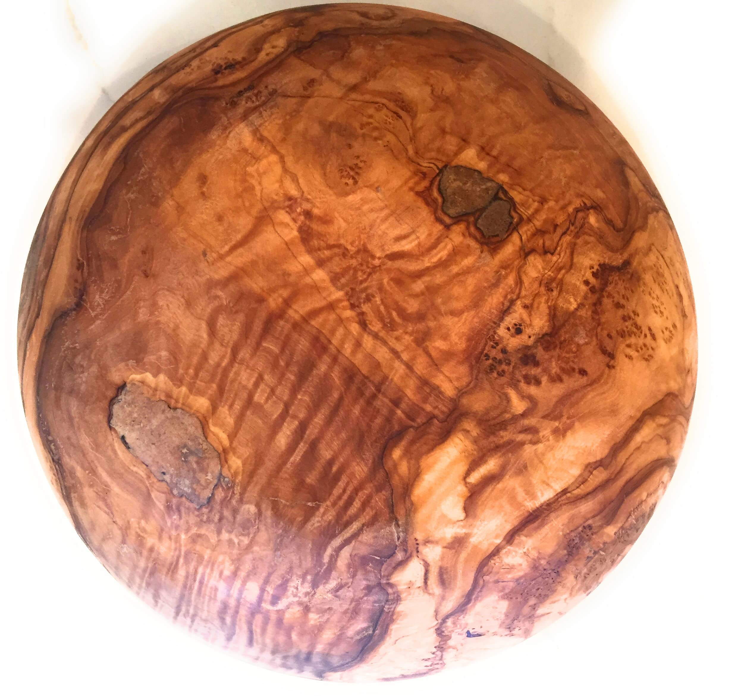 ORCHARD HARDWOODS 12" Artisan Olive Wood Serving Bowl/Centerpiece Rare Decorative Wooden Bowl for Fruit, Salad, Snacks, Chips. Popcorn. In Small 6", Med 7", Lg 8", XL 11", XXL 12". (XXL 12 inch)