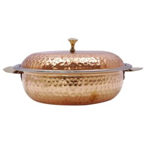 PARIJAT HANDICRAFT Indian Serveware Donga Copper Serving Bowl Tureen With Spoon