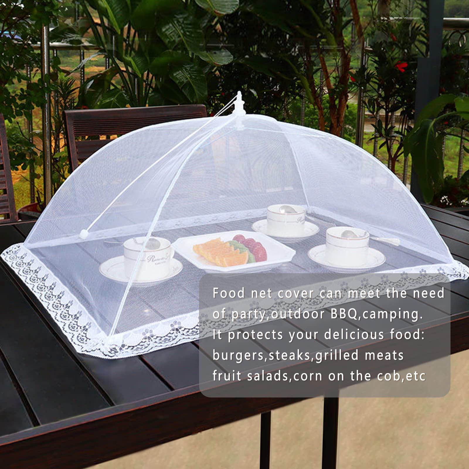 6 Pack Pop-Up Mesh Food Covers for Outdoors 1 Large (40"x 24") & 5 (17"x17") Food Tent Covers Umbrella Screen Tents Food Nets for Outdoors Reusable and Collapsible Parties Picnics BBQs