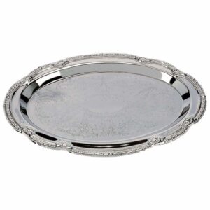 decorative trays - nickel plated - (set of 4 oval shaped trays)