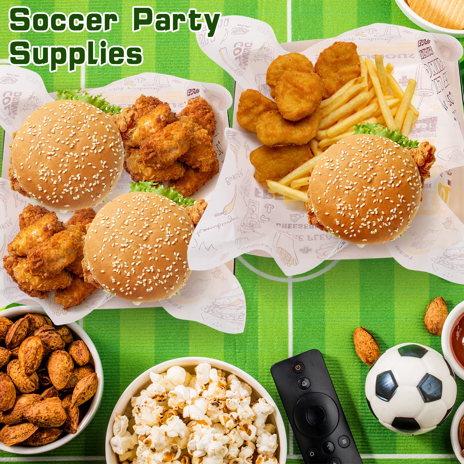 50 Pack Soccer Party Favors 5 lb Paper Food Trays Large Soccer Paper Food Boats Disposable Serving Tray Snack Trays for Food, Condiment, Carnivals, Birthday, Party Decorations