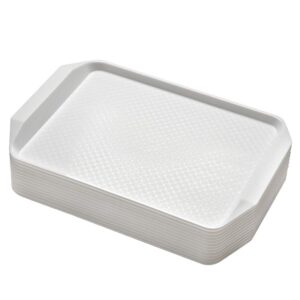 Aebeky 12-Piece White Plastic Fast Food Serving Trays,16.83 by 11.92-Inch