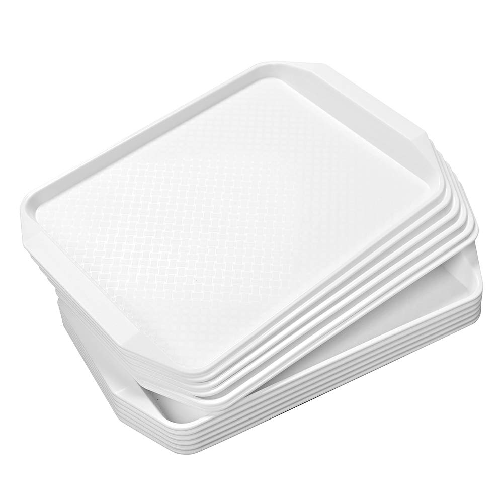 Aebeky 12-Piece White Plastic Fast Food Serving Trays,16.83 by 11.92-Inch