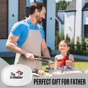 R HORSE Father Day Grill Platter Gift Daddy Barbecue Serving Tray Plate White Oval Serving Dishes Grandpa Dad Men Father Day Gift for Appetizers Desserts Charcuterie Outdoor Indoor Cooking Party