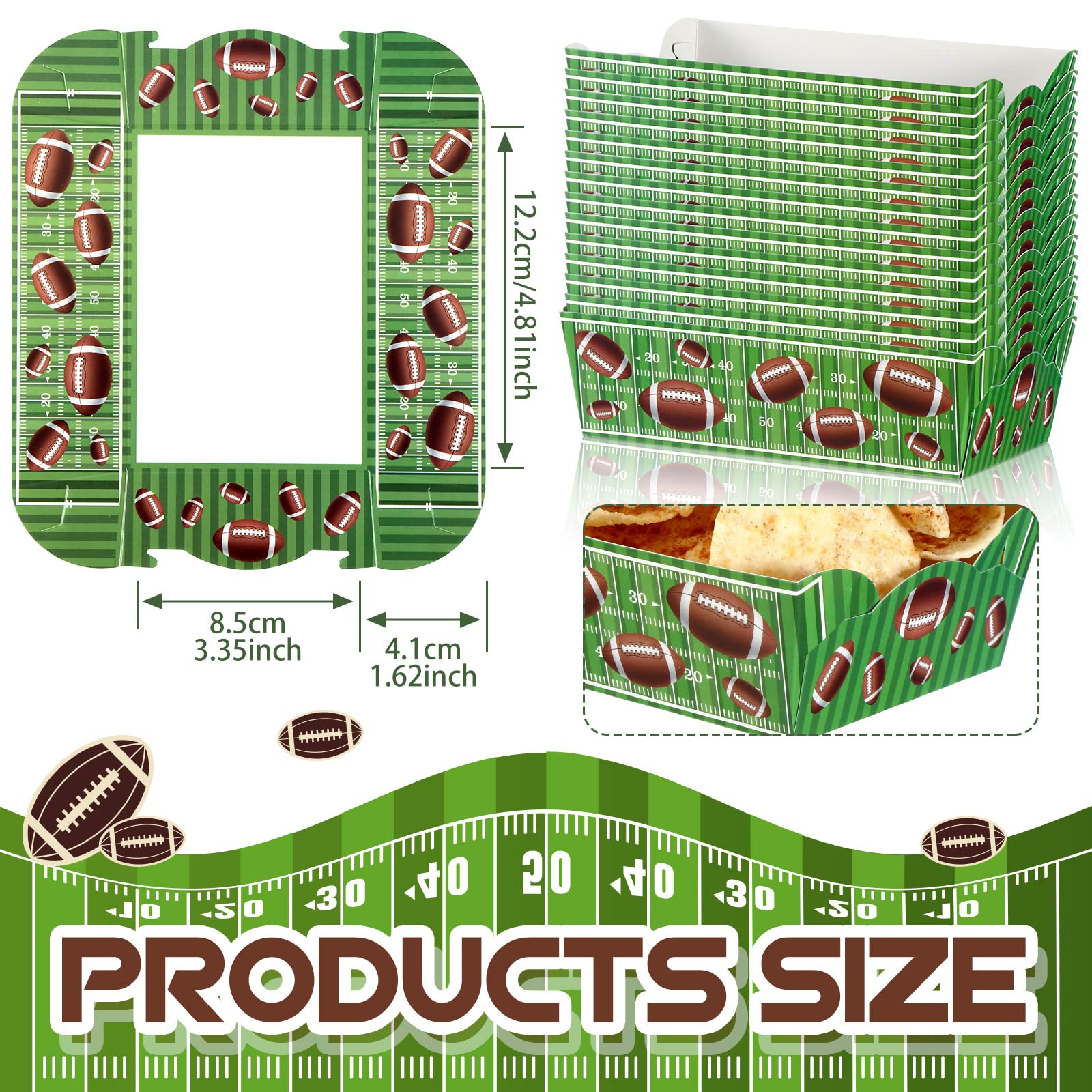 60 Pack Football Party Supplies Football Plates Paper Food Serving Tray Paper Trays Paper Food Boats Paper Food Tray for Concession Food, Condiment, Carnivals (Football)