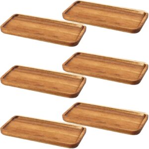 seunmuk 6 pack 12 x 5 x 0.78 inch wooden serving platters, rectangle natural solid acacia wood serving tray and platter, wooden plates wooden platters for serving food, cheese, bread, vegetable