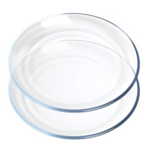 foyo oven basics glass plate set, 10 inch round tempered glass pie dish, set of 2