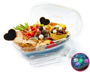 gespink transparent polystyrene condiment tray, 15.1 x 11 x 6.7 inches, easy to clean, with lid and bottom tray
