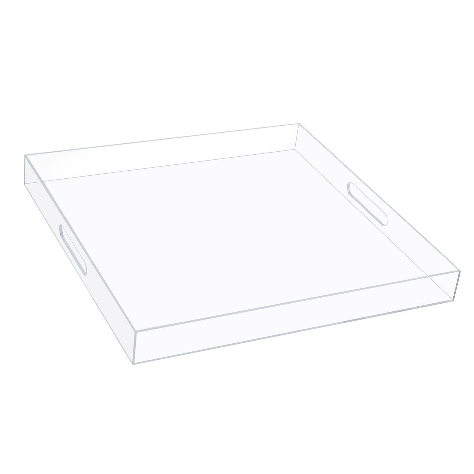 MIKINEE 20×20 Inches Clear Acrylic Sturdy Serving Tray Decorative Ottoman Coffee Table Trays Water Proof Bed Tray Counter Top Organizer