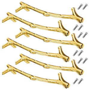6 pieces tray handles for tray molds resin tray molds handles branches shaped stainless steel handles with screw sets for silicone serving tray mold, 4.8 inch (gold)