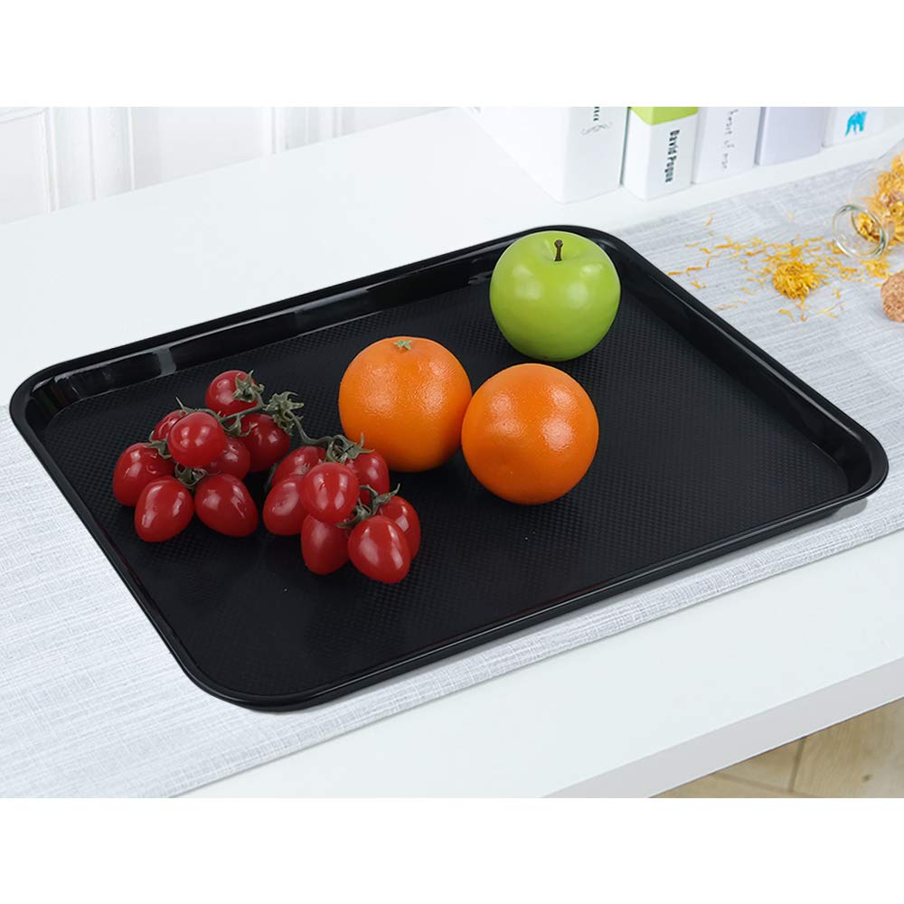 Teyyvn Black 4-Pack Plastic Fast Food Serving Tray, 17.25" x 13.35"