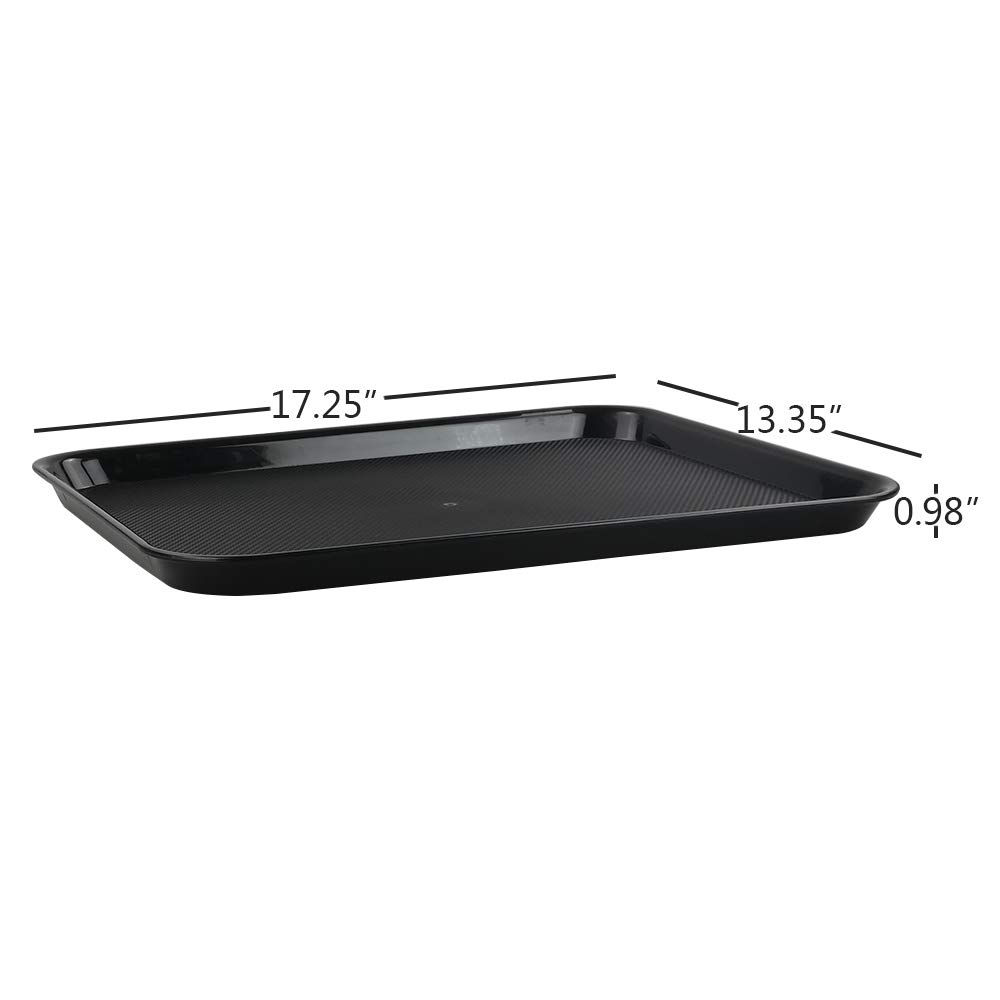 Teyyvn Black 4-Pack Plastic Fast Food Serving Tray, 17.25" x 13.35"