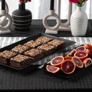 Plastic Serving Tray, Black Wood Pattern Party Platters, Disposable Premium Durable Plastic, 17" x 9" Rectangular Serving Tray, 5 Pack - Posh Setting