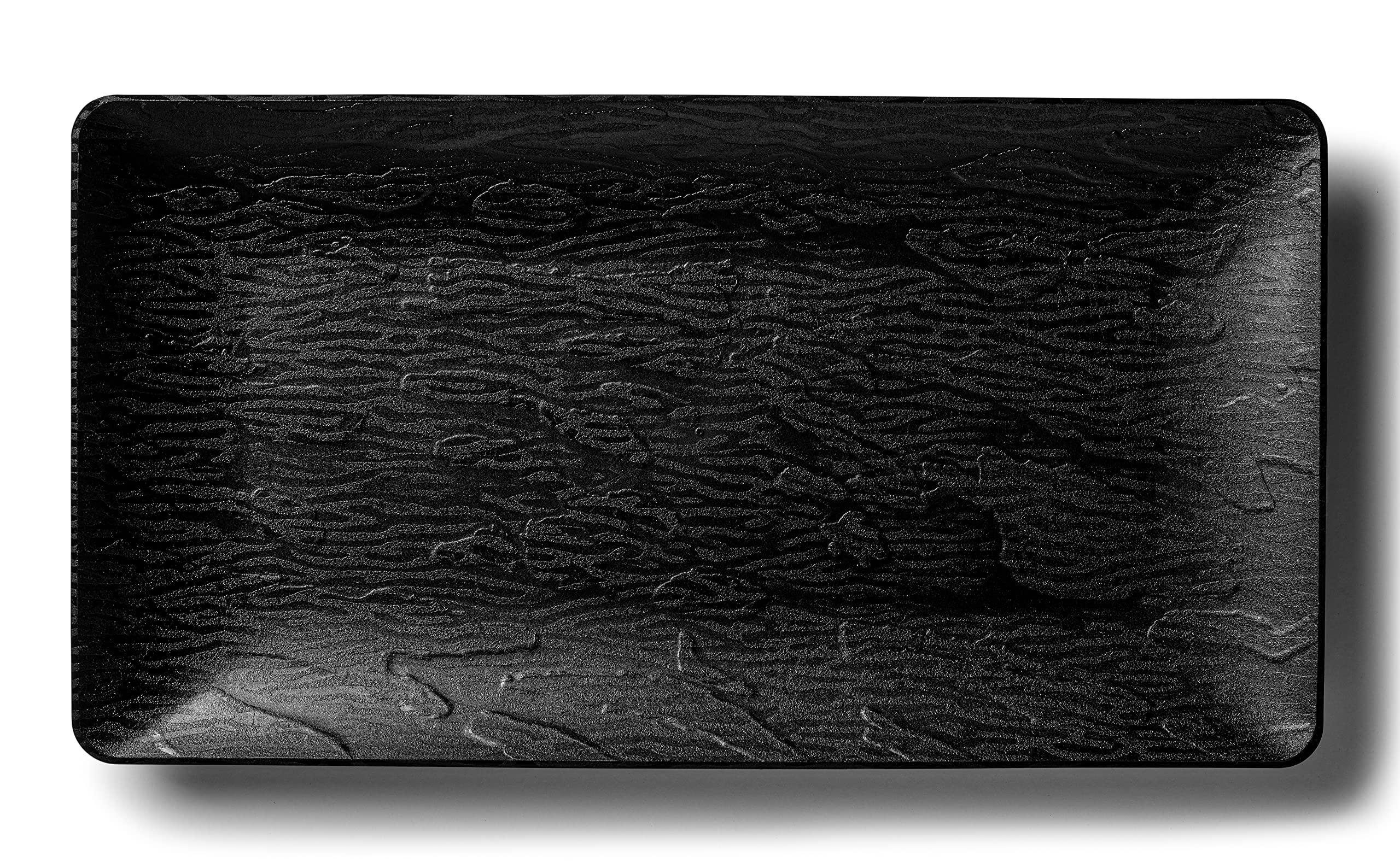 Plastic Serving Tray, Black Wood Pattern Party Platters, Disposable Premium Durable Plastic, 17" x 9" Rectangular Serving Tray, 5 Pack - Posh Setting