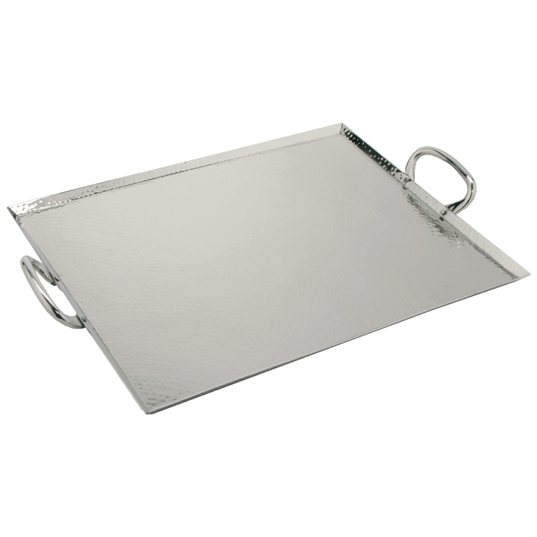 G.E.T. SSTPD-1915-MP Heavy-Duty Metal Serving/Ottoman Tray with Handles, 19" x 15", Mirror Polished Steel