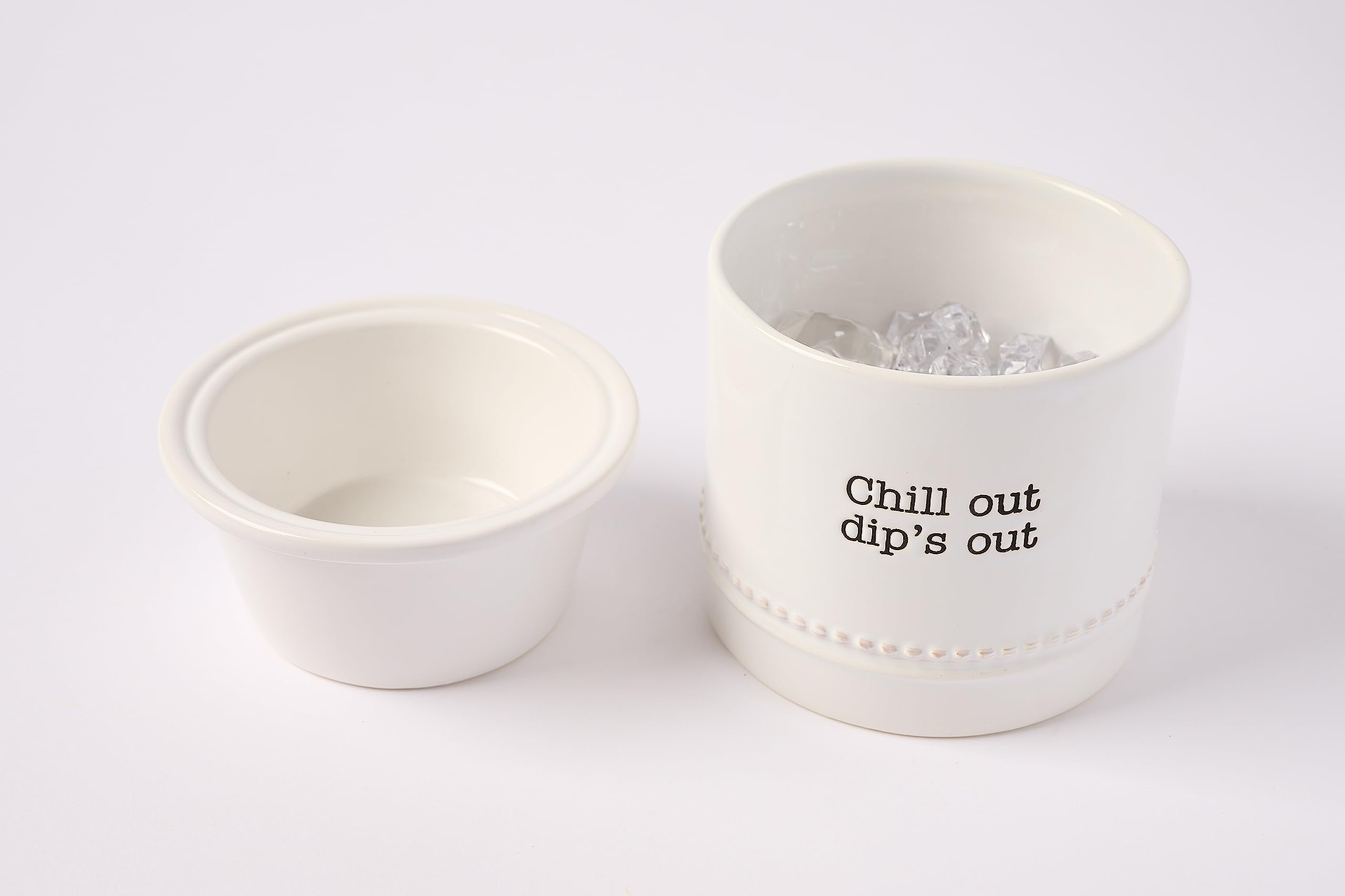 Mud Pie Circa Dip Chiller, White, assembled 5" x 4.5" dia