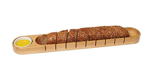 Lipper International 8251 Bamboo Wood French Bread Board with Ceramic Dip Bowl, 25 5/8" x 4" x 1 1/2"