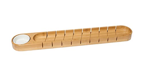 Lipper International 8251 Bamboo Wood French Bread Board with Ceramic Dip Bowl, 25 5/8" x 4" x 1 1/2"