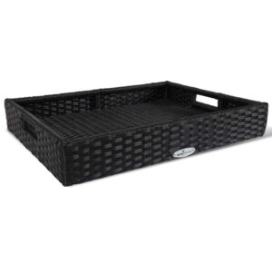 Outdoor/Indoor Hand Woven PE Rattan Large Serving Tray (Black)