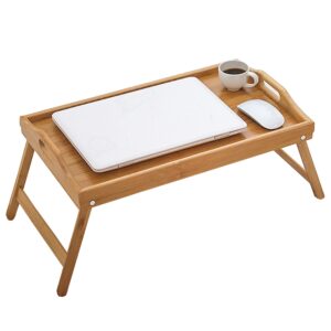 bamboo bed tray table with folding legs,large breakfast tray 20×11 inch,multipurpose serving tray,breakfast tray,laptop tray,snack tray,platter tray for working,eating,reading