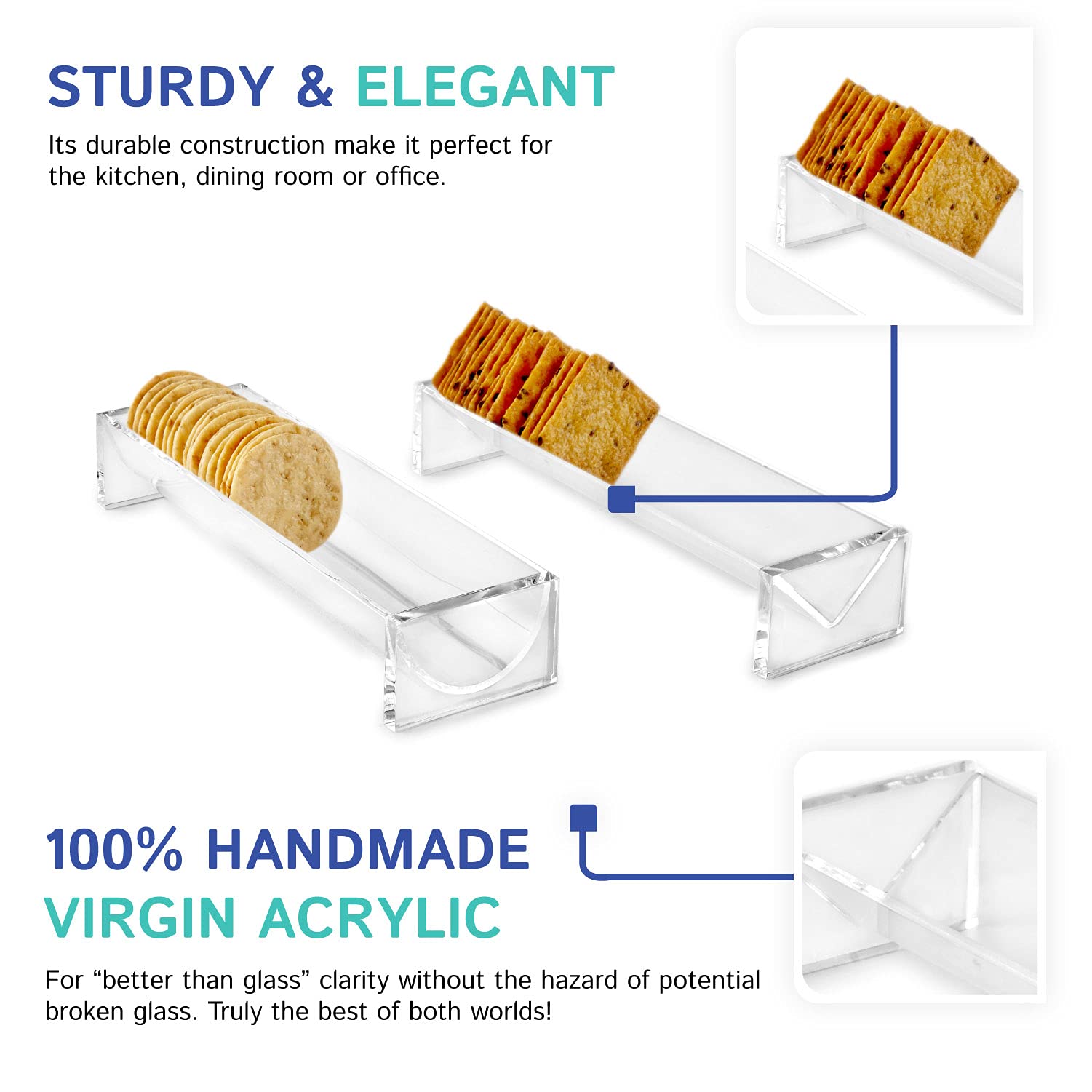 Huang Acrylic Clear Cheese & Cracker Tray Set (Cracker Holder Set)