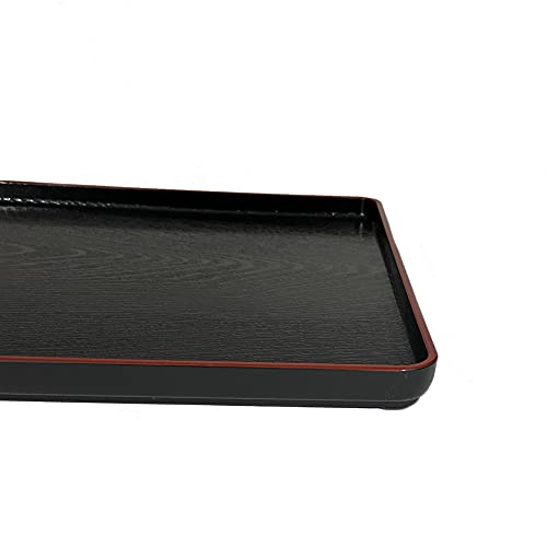 JapanBargain 4126, Large Japanese Serving Tay Plastic Lacquered Tray for Eating Tea Serving Tray Ottoman Coffee Table Tray TV Tray Butler Tray, Black and Red Color, Made in Japan, 18x13-3/4 inch