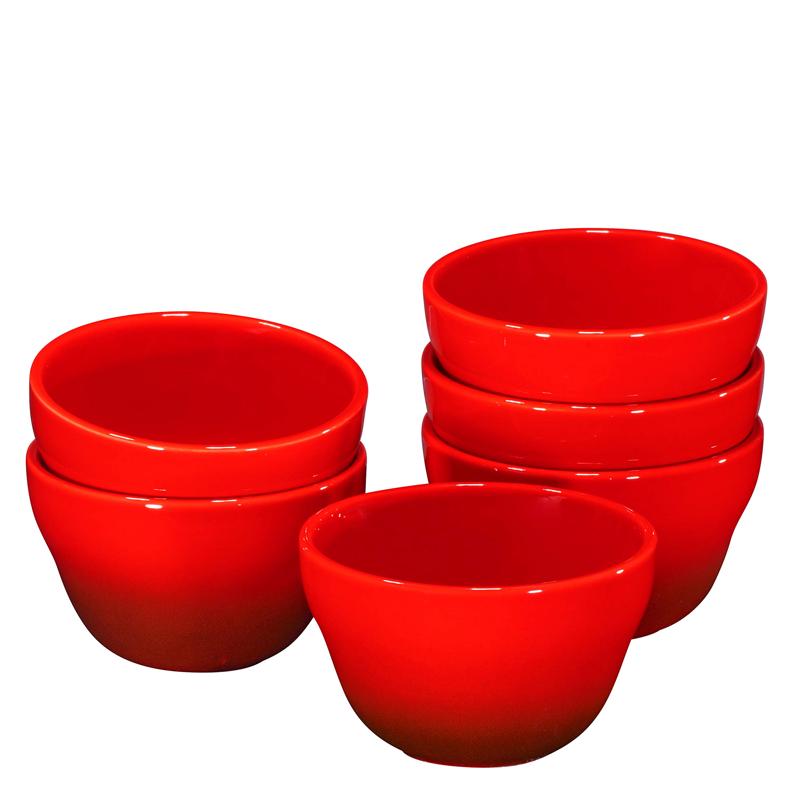 Bruntmor 8 oz Porcelain Bowls Set of 6 - for Ice Cream, Dessert, Soup, Small Side Dishes, Salad, Cereal, Rice - Microwave, Dishwasher and Oven Safe - Red Color