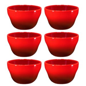 Bruntmor 8 oz Porcelain Bowls Set of 6 - for Ice Cream, Dessert, Soup, Small Side Dishes, Salad, Cereal, Rice - Microwave, Dishwasher and Oven Safe - Red Color