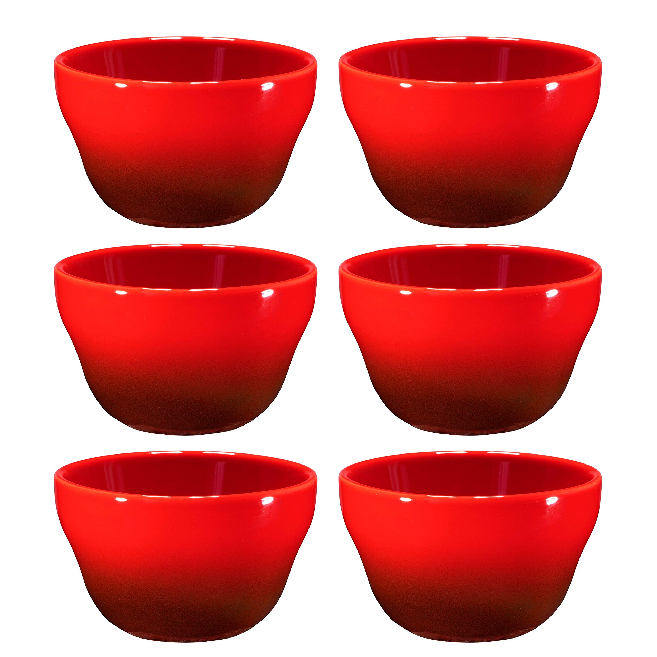 Bruntmor 8 oz Porcelain Bowls Set of 6 - for Ice Cream, Dessert, Soup, Small Side Dishes, Salad, Cereal, Rice - Microwave, Dishwasher and Oven Safe - Red Color