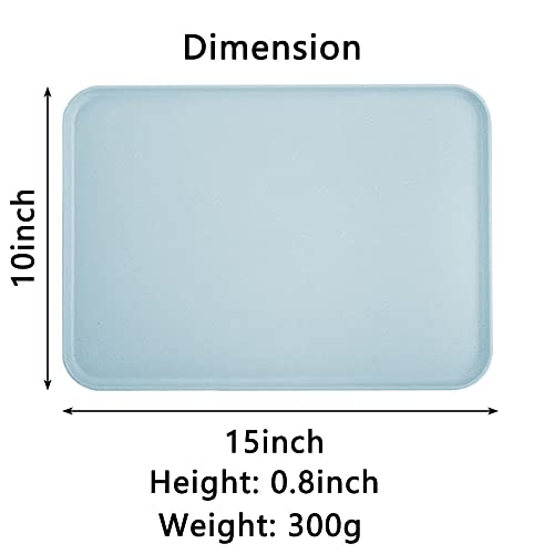NDSWKR 8 Pieces Fast Food Serving Tray, 15 x 10 x 0.8 Inch Rectangular Cafeteria Tray, Plastic Restaurant Trays for Lunch Dinner Restaurant Kitchen Picnic Party