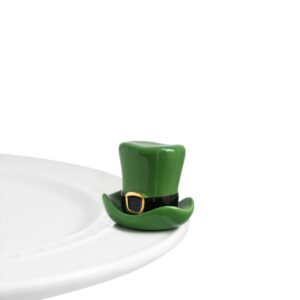 nora fleming spot o' irish (st. patty hat) a87 - hand-painted ceramic holiday décor - spring minis for the home and office green