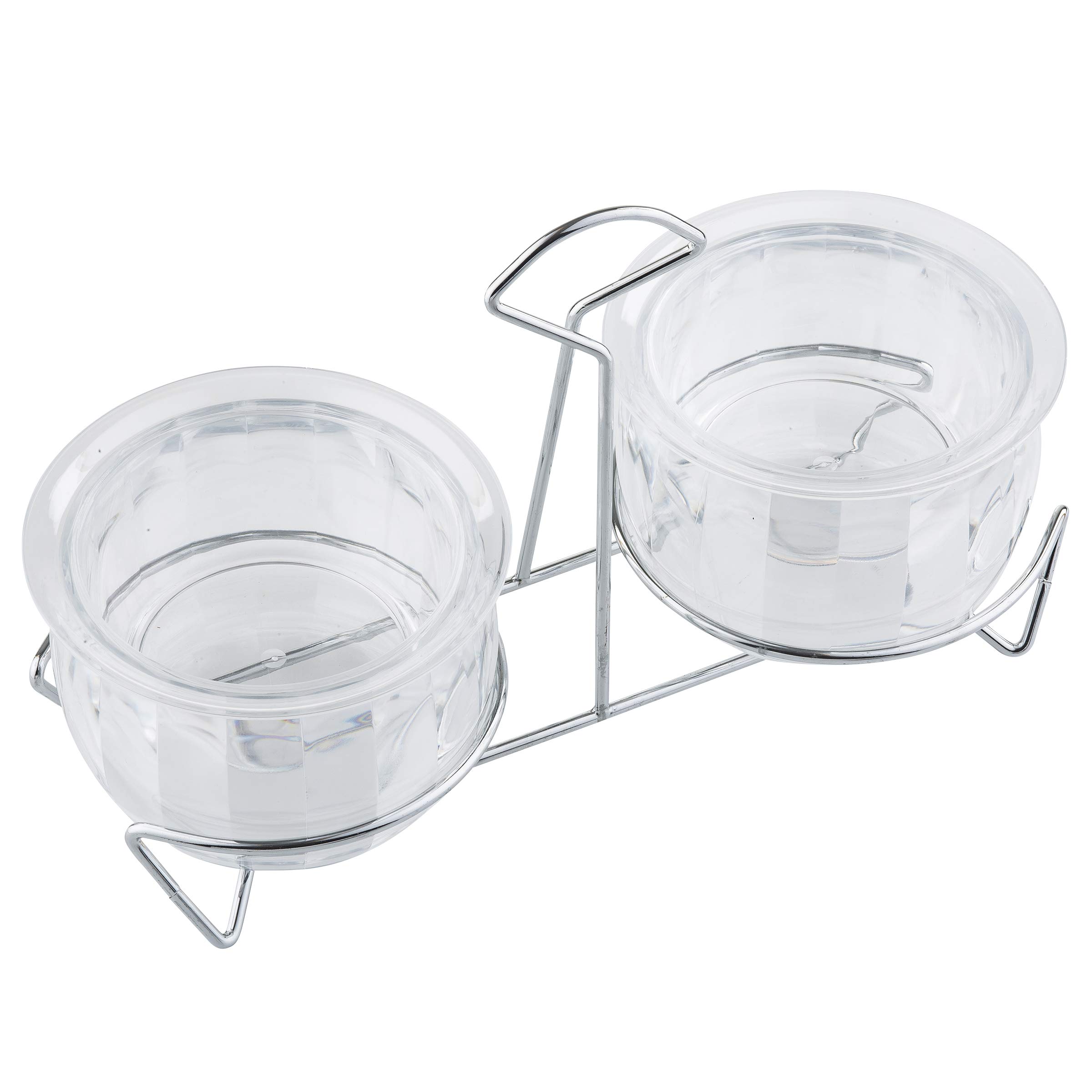 Tablecraft Set with Rack, Polystyrene & Chrome Plated Metal, (2) 14oz, 14 oz, Chiller Dip Bowl (Set of 2)