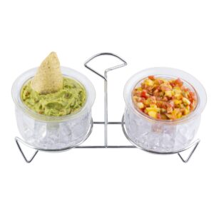 Tablecraft Set with Rack, Polystyrene & Chrome Plated Metal, (2) 14oz, 14 oz, Chiller Dip Bowl (Set of 2)