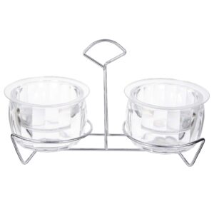 Tablecraft Set with Rack, Polystyrene & Chrome Plated Metal, (2) 14oz, 14 oz, Chiller Dip Bowl (Set of 2)