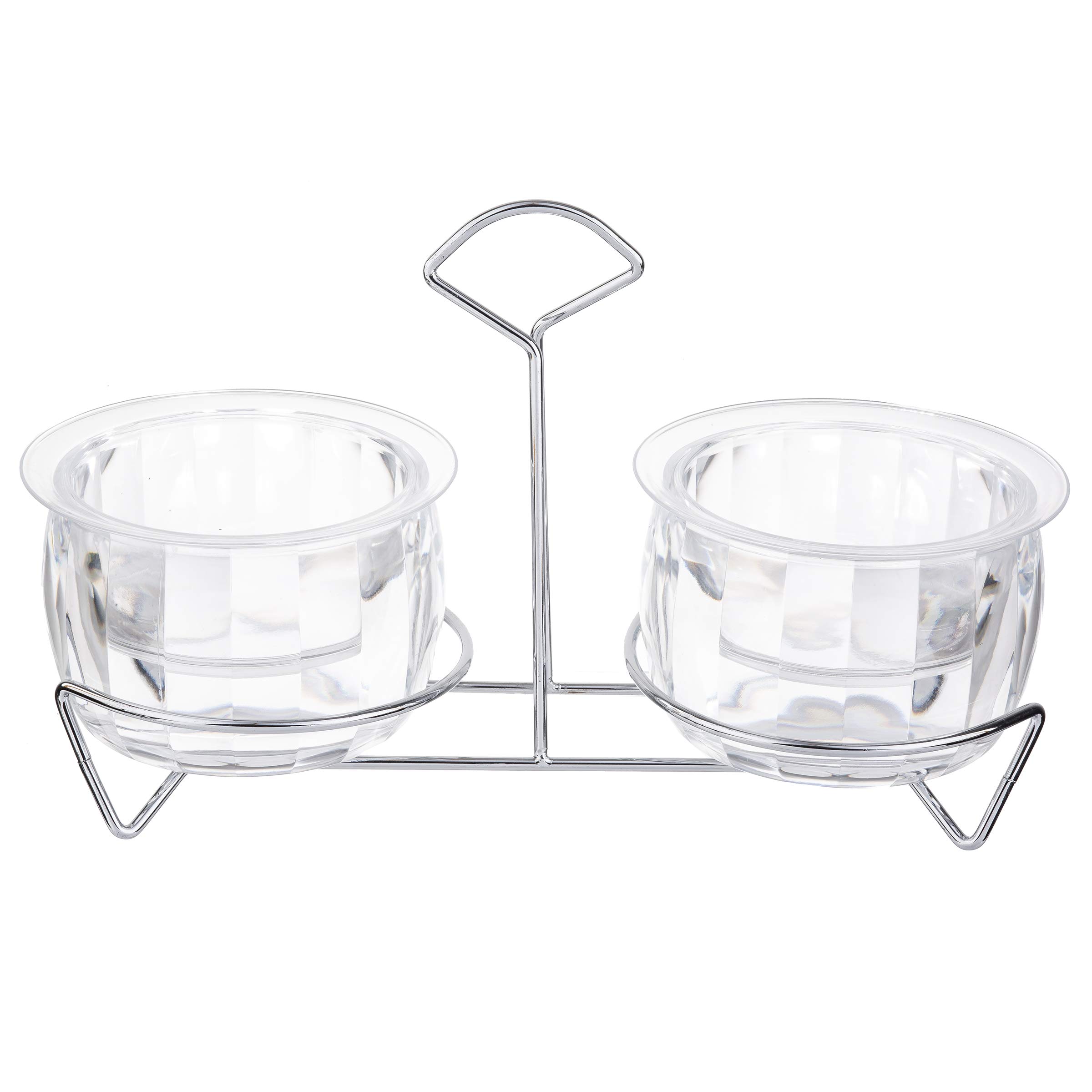 Tablecraft Set with Rack, Polystyrene & Chrome Plated Metal, (2) 14oz, 14 oz, Chiller Dip Bowl (Set of 2)