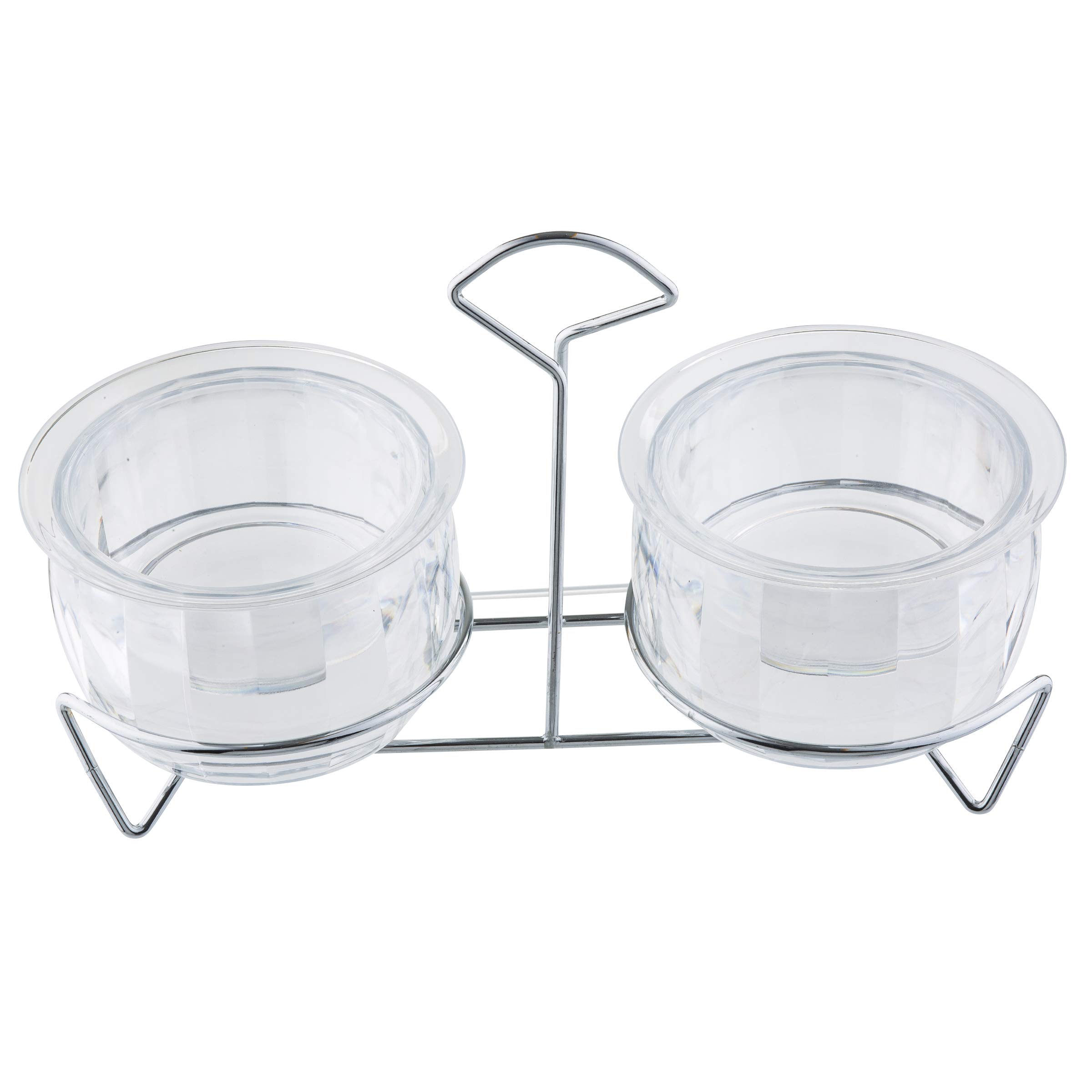 Tablecraft Set with Rack, Polystyrene & Chrome Plated Metal, (2) 14oz, 14 oz, Chiller Dip Bowl (Set of 2)