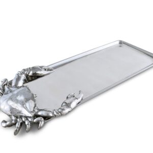 Arthur Court Designs Aluminum Crab Oblong Tray Food Serving Tray Coastal Ocean Theme Metal Artisan Quality Hand Polished Tarnish-Free 18 inch x 7 inch