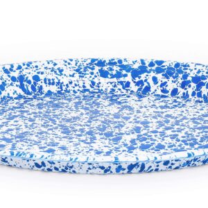 Crow Canyon Home Enamelware Oval Platter, 18 inch, Blue/White Splatter