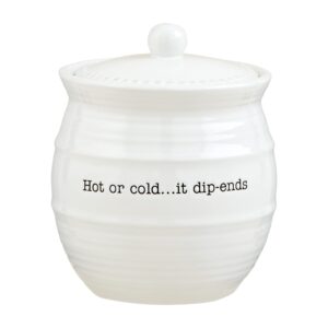 mud pie warming and cooling dip holder, 5" x 5" dia, white