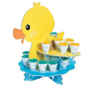 rubber ducky treat stand with 24 serving cones (2 tiers) party supplies